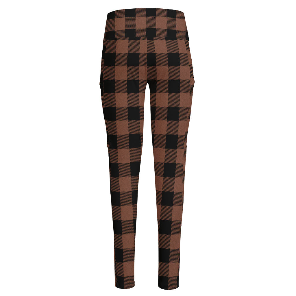 Brown And Black Buffalo Check Print High-Waisted Pocket Leggings