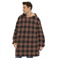 Brown And Black Buffalo Check Print Hoodie Blanket