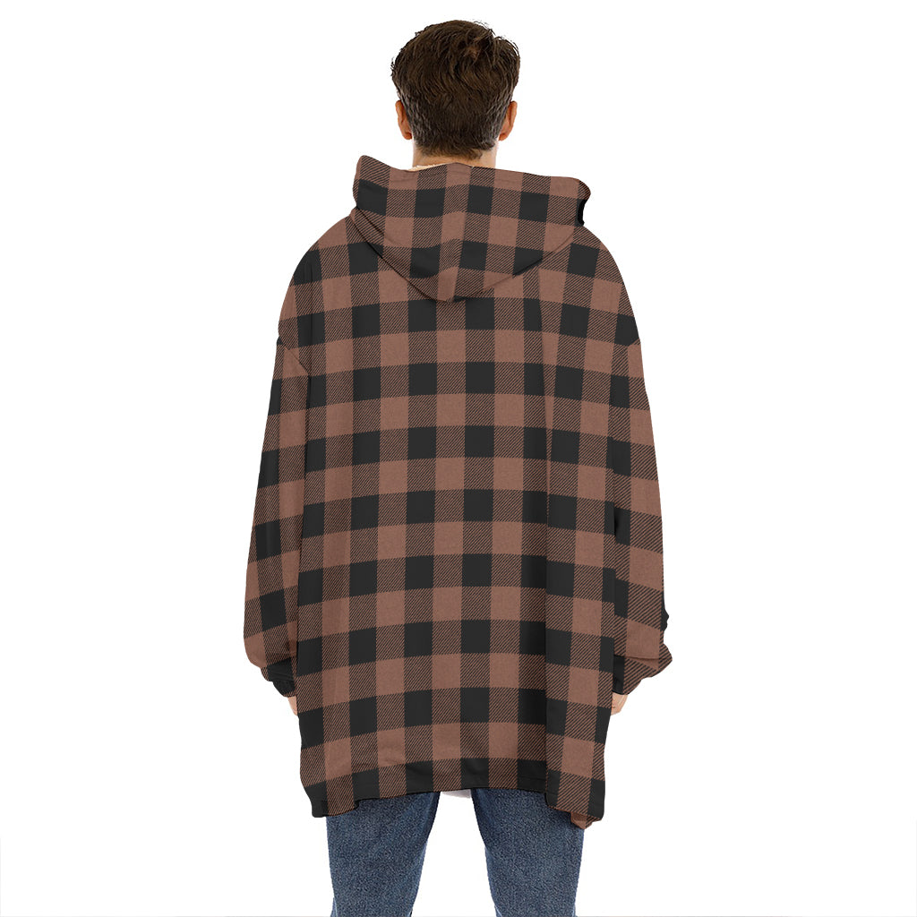 Brown And Black Buffalo Check Print Hoodie Blanket