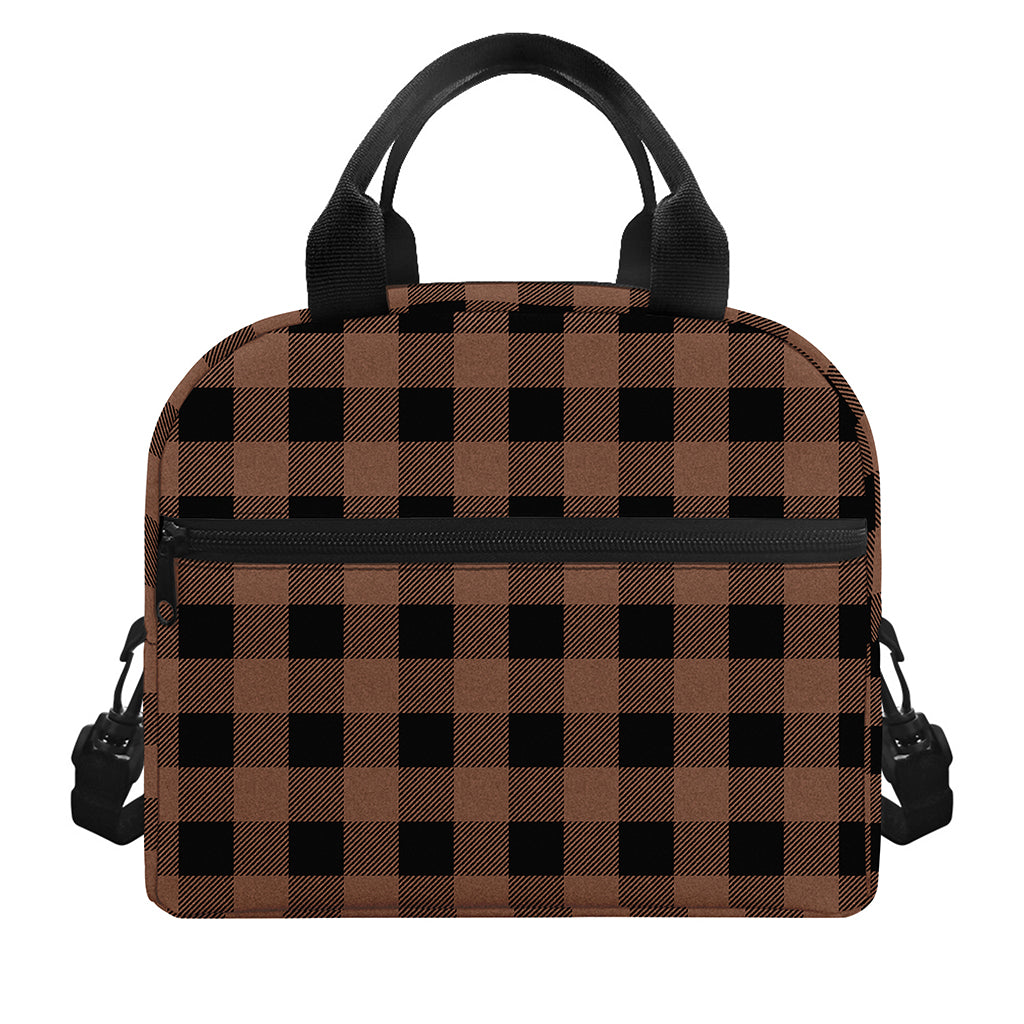 Brown And Black Buffalo Check Print Insulated Lunch Bag