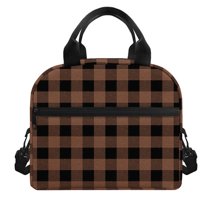 Brown And Black Buffalo Check Print Insulated Lunch Bag