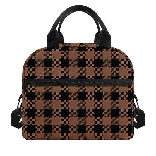 Brown And Black Buffalo Check Print Insulated Lunch Bag