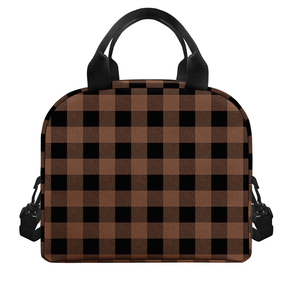 Brown And Black Buffalo Check Print Insulated Lunch Bag