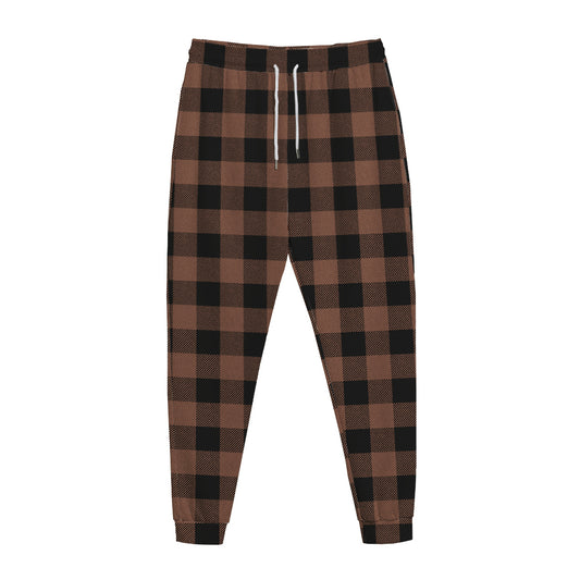 Brown And Black Buffalo Check Print Jogger Pants