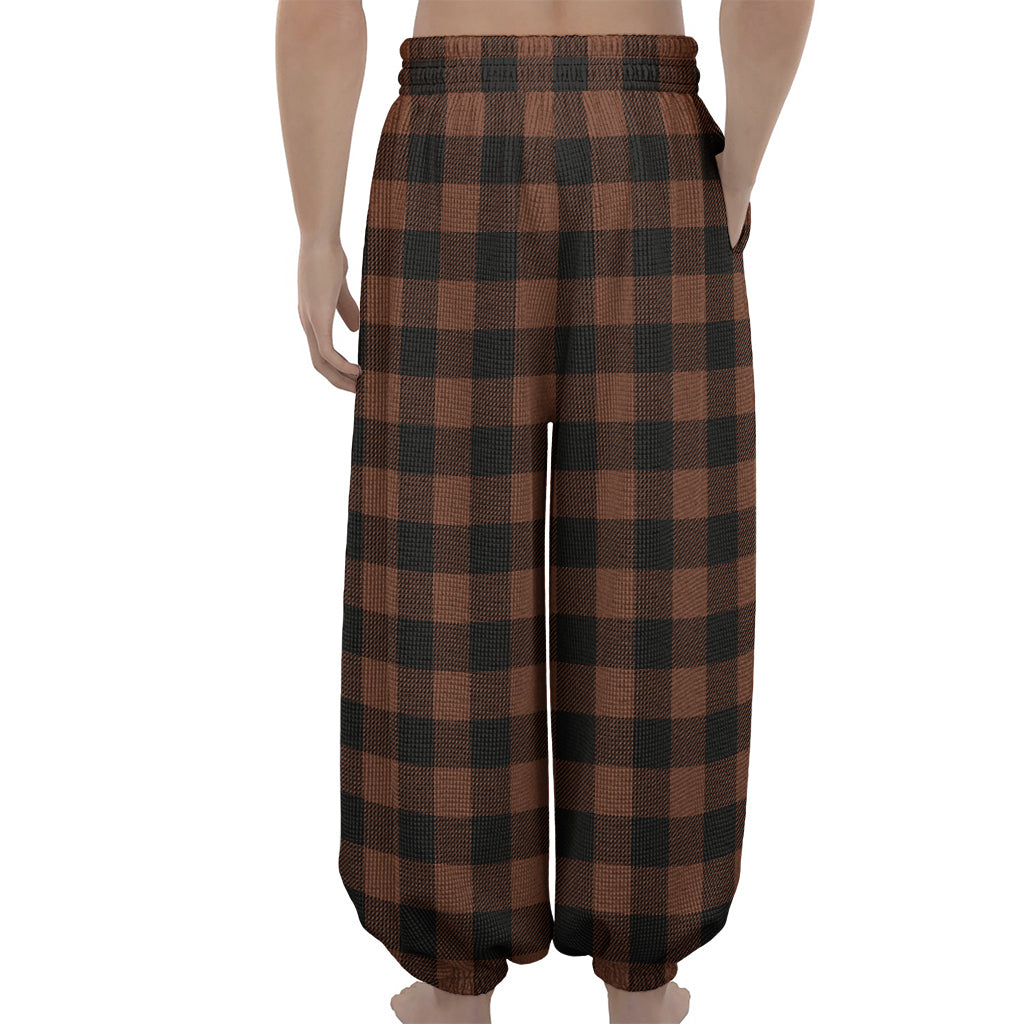 Brown And Black Buffalo Check Print Lantern Pants