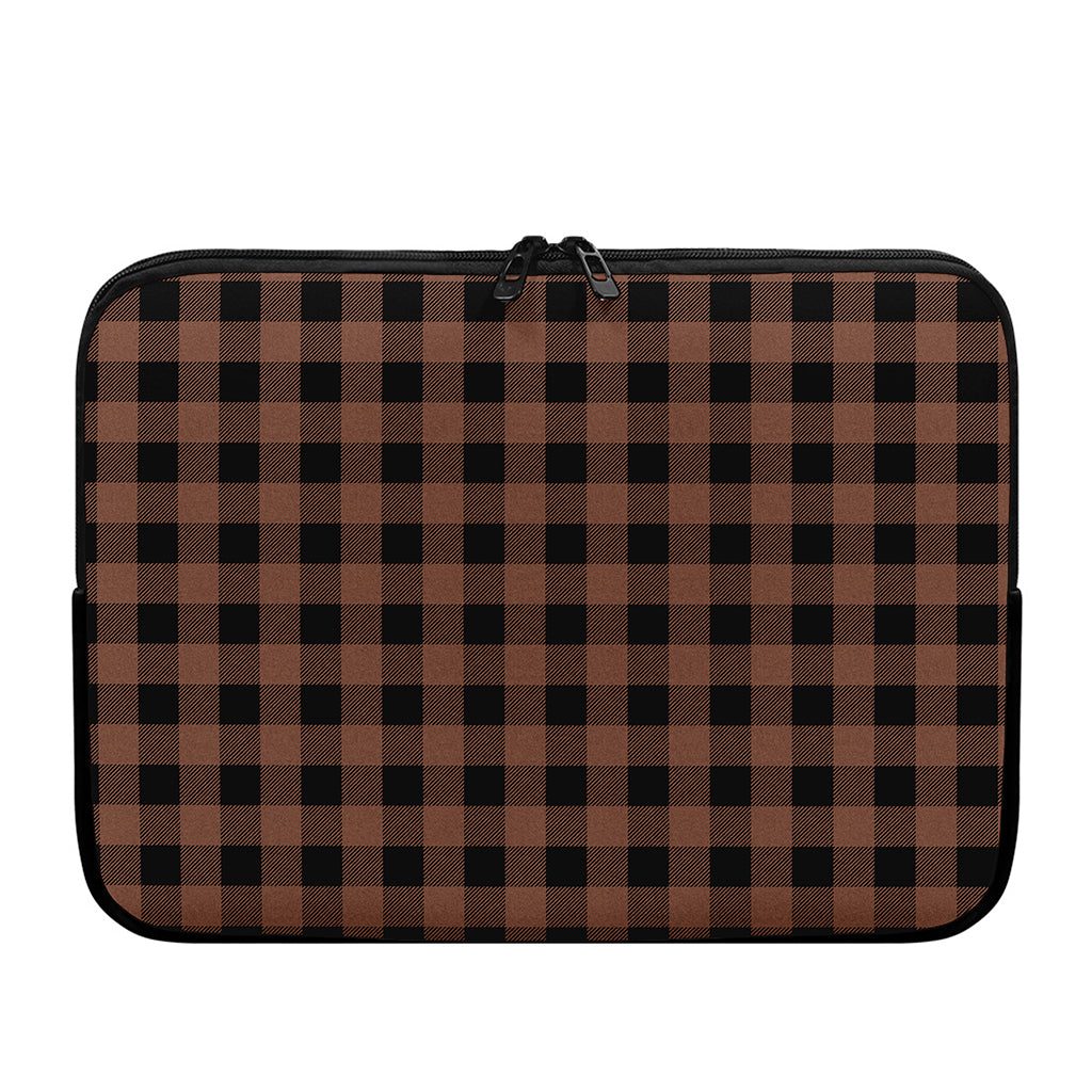 Brown And Black Buffalo Check Print Laptop Sleeve