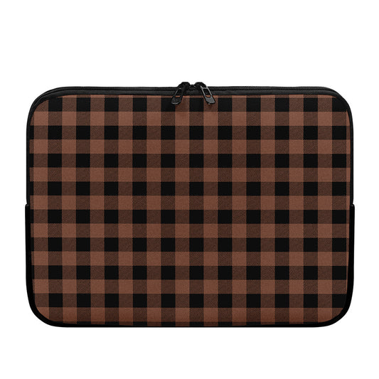 Brown And Black Buffalo Check Print Laptop Sleeve