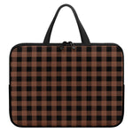 Brown And Black Buffalo Check Print Laptop Sleeve With Handle