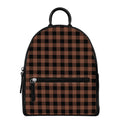 Brown And Black Buffalo Check Print Leather Backpack