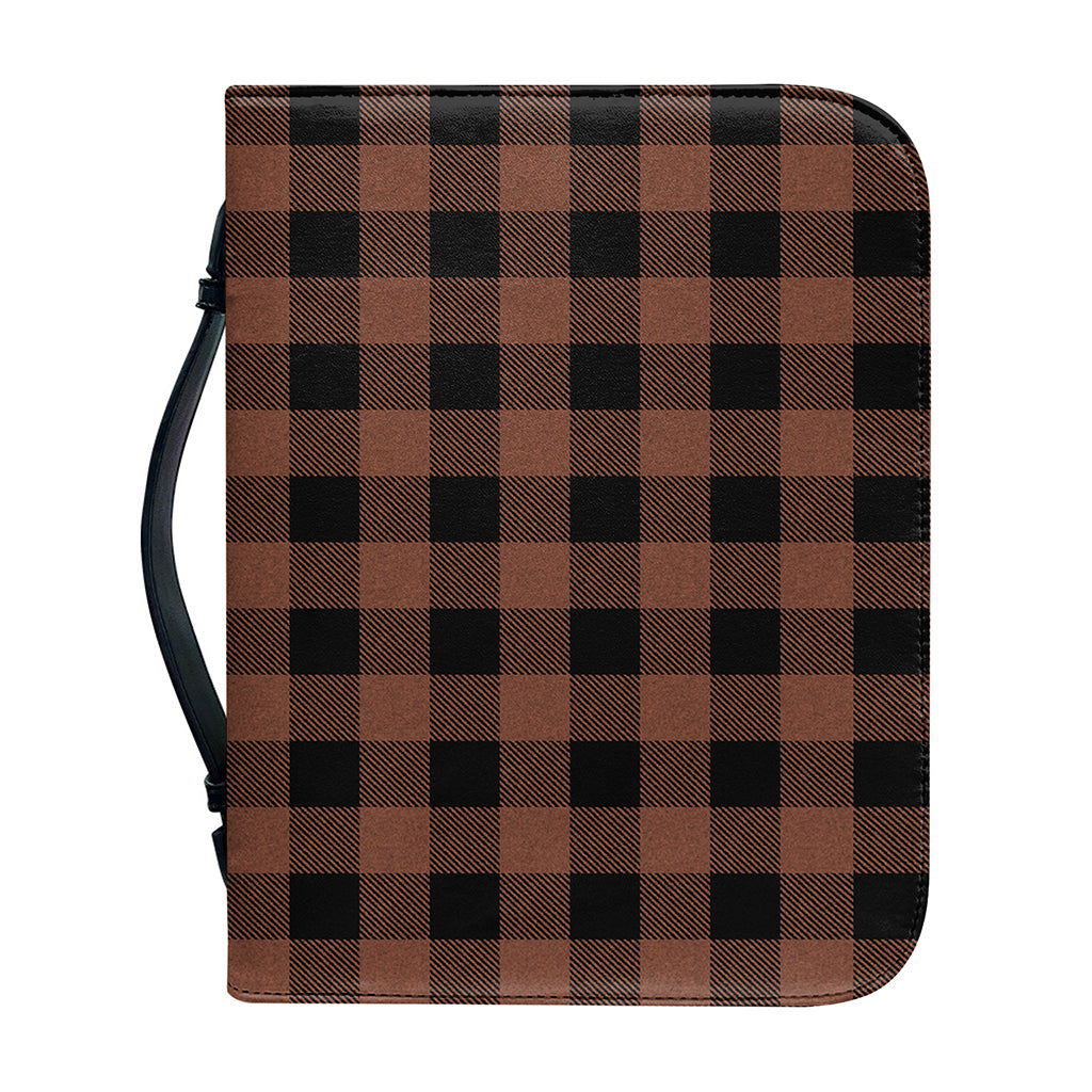 Brown And Black Buffalo Check Print Leather Bible Cover
