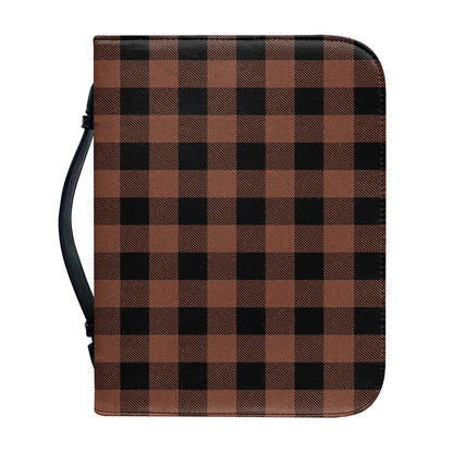 Brown And Black Buffalo Check Print Leather Bible Cover