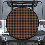 Brown And Black Buffalo Check Print Leather Spare Tire Cover