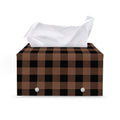 Brown And Black Buffalo Check Print Leather Tissue Box Cover