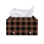 Brown And Black Buffalo Check Print Leather Tissue Box Cover
