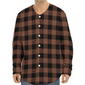 Brown And Black Buffalo Check Print Long Sleeve Baseball Jersey