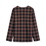 Brown And Black Buffalo Check Print Long Sleeve Short Coat