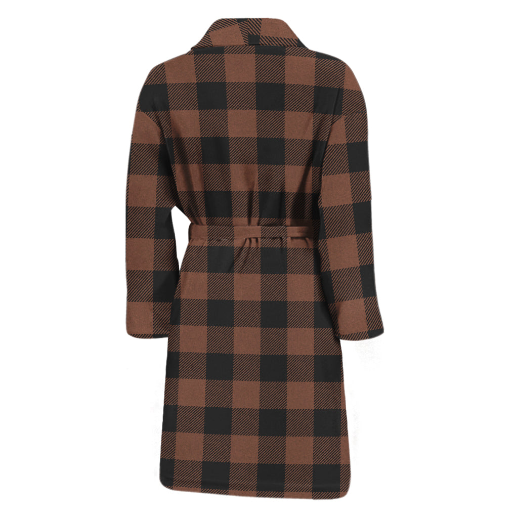 Brown And Black Buffalo Check Print Men's Bathrobe