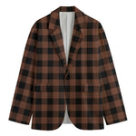 Brown And Black Buffalo Check Print Men's Blazer