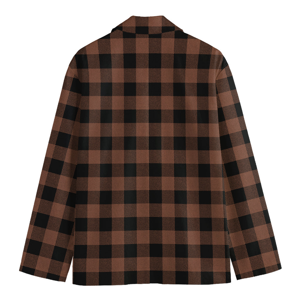 Brown And Black Buffalo Check Print Men's Blazer