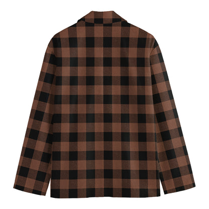 Brown And Black Buffalo Check Print Men's Blazer