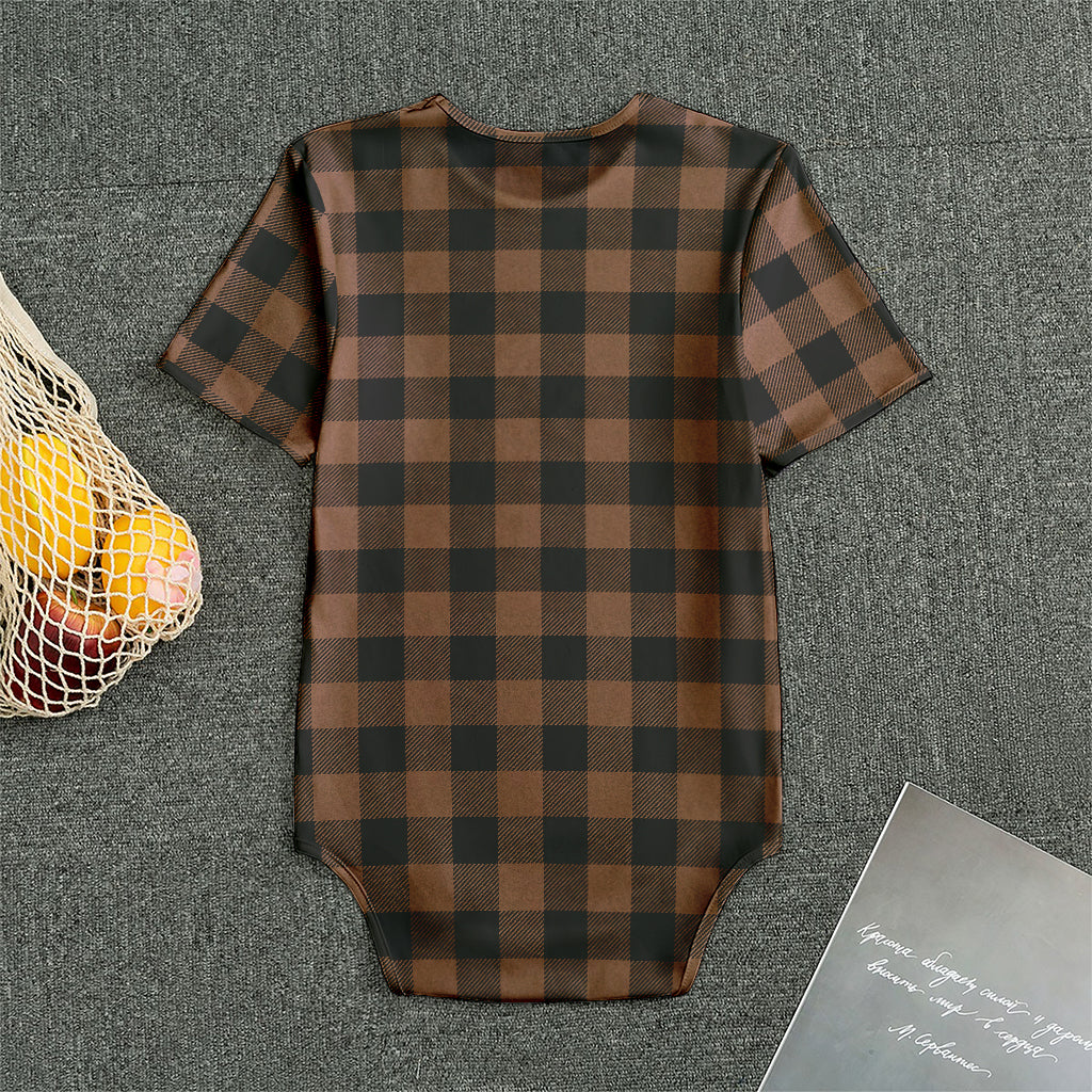 Brown And Black Buffalo Check Print Men's Bodysuit