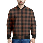 Brown And Black Buffalo Check Print Men's Bomber Jacket