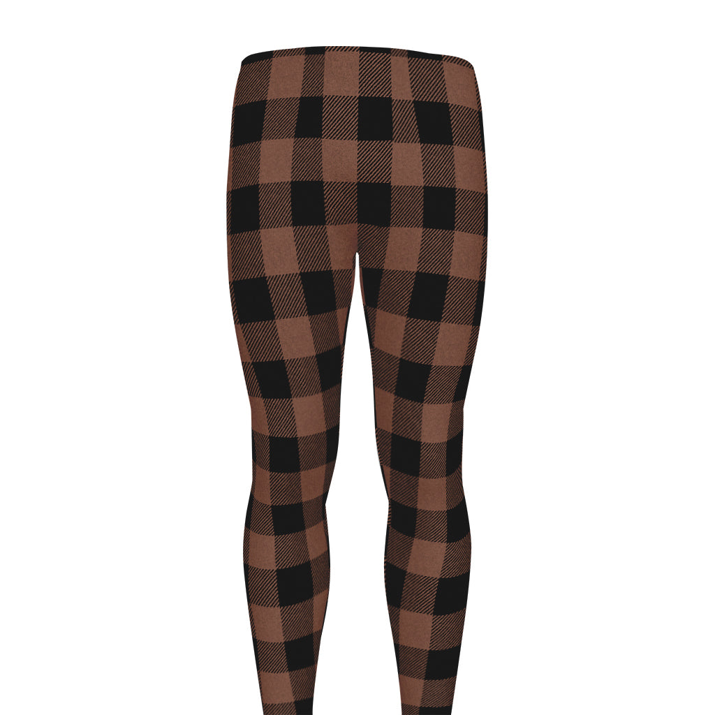 Brown And Black Buffalo Check Print Men's leggings