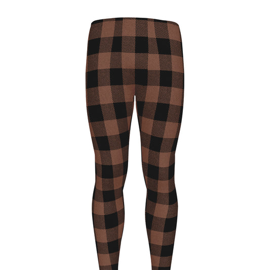 Brown And Black Buffalo Check Print Men's leggings