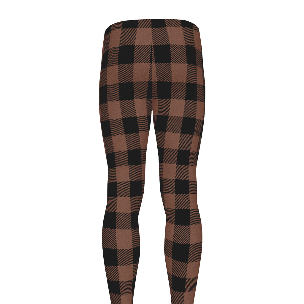 Brown And Black Buffalo Check Print Men's leggings