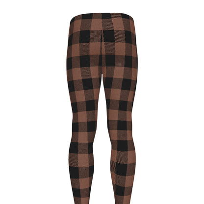 Brown And Black Buffalo Check Print Men's leggings