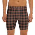 Brown And Black Buffalo Check Print Men's Long Boxer Briefs