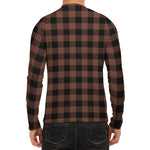 Brown And Black Buffalo Check Print Men's Long Sleeve Rash Guard