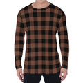 Brown And Black Buffalo Check Print Men's Long Sleeve T-Shirt