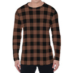 Brown And Black Buffalo Check Print Men's Long Sleeve T-Shirt