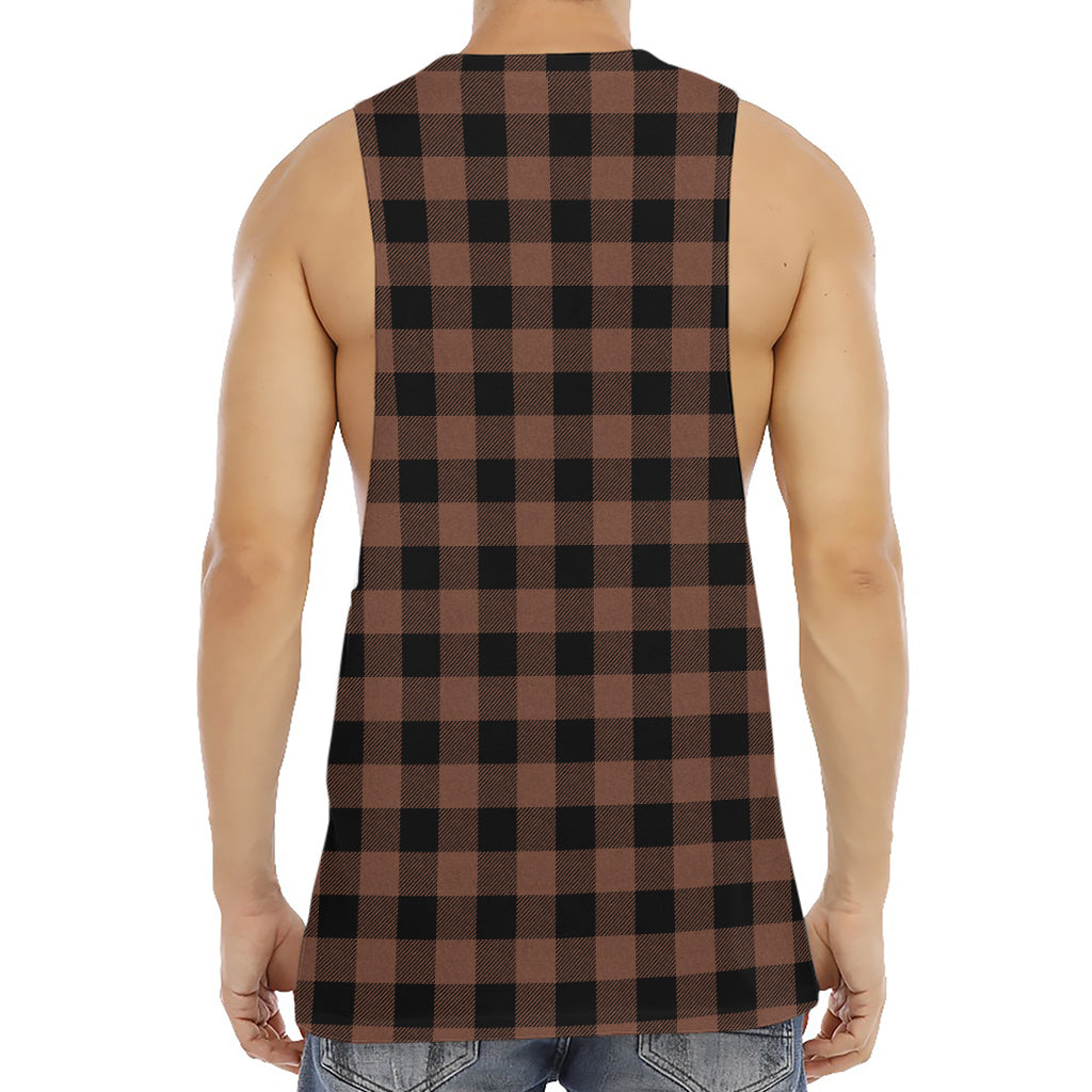Brown And Black Buffalo Check Print Men's Muscle Tank Top