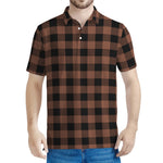 Brown And Black Buffalo Check Print Men's Polo Shirt