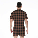 Brown And Black Buffalo Check Print Men's Rompers