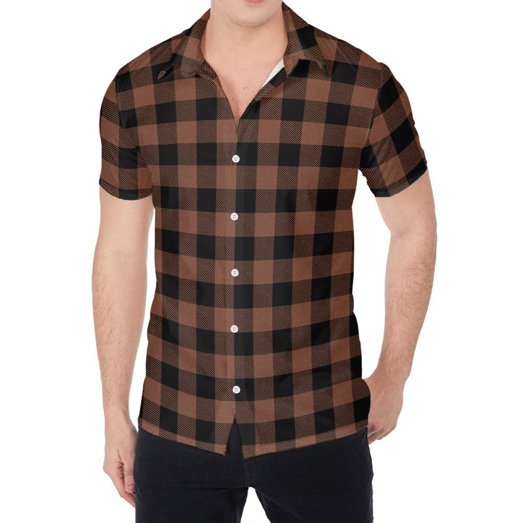 Brown And Black Buffalo Check Print Men's Shirt