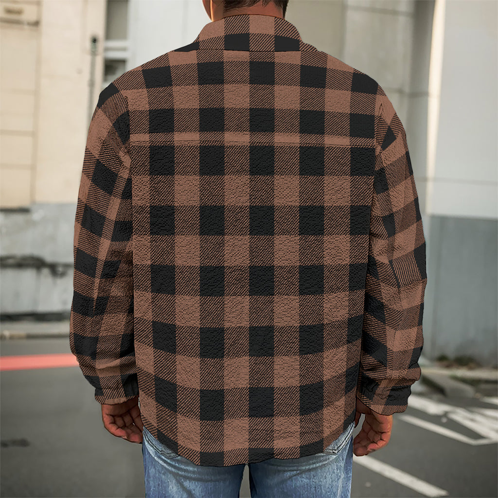 Brown And Black Buffalo Check Print Men's Shirt Jacket