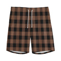 Brown And Black Buffalo Check Print Men's Athletic Shorts