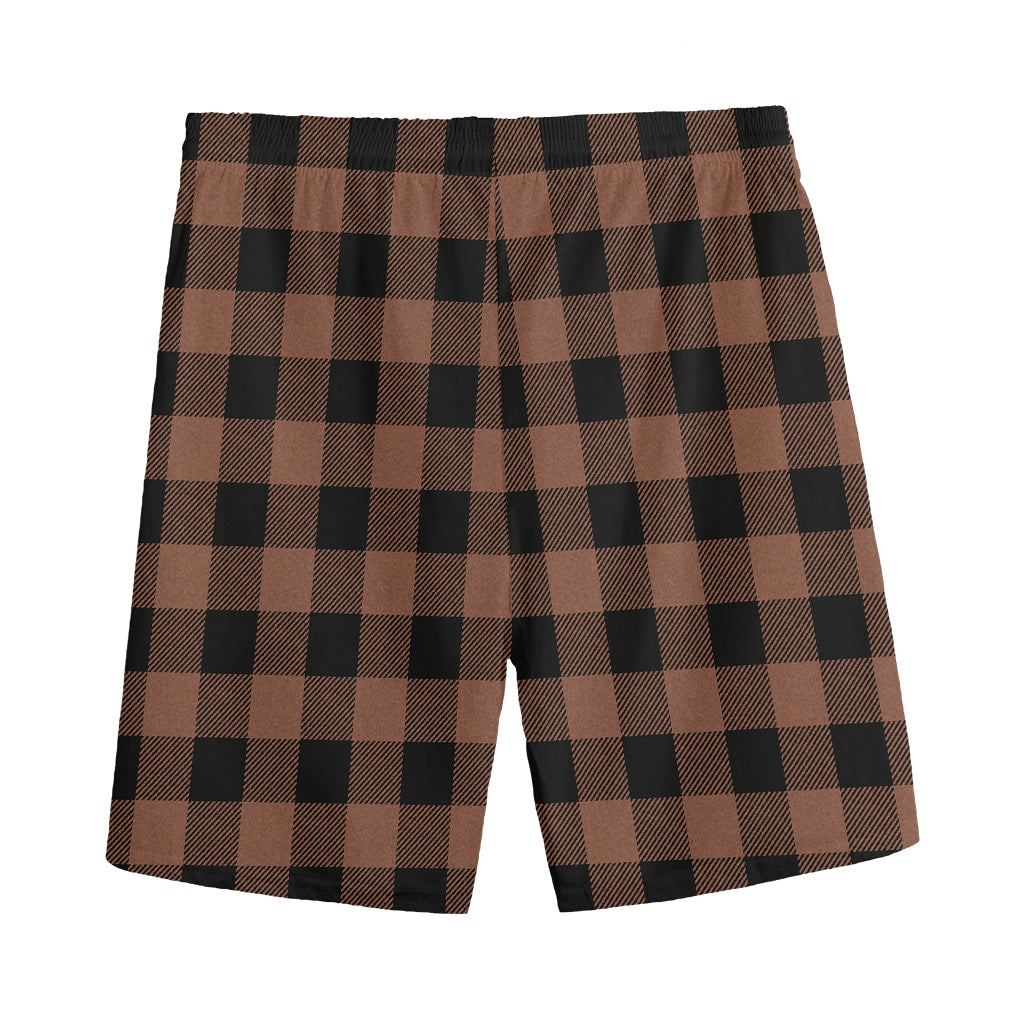 Brown And Black Buffalo Check Print Men's Sports Shorts