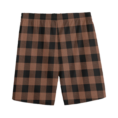 Brown And Black Buffalo Check Print Men's Sports Shorts
