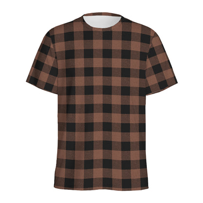 Brown And Black Buffalo Check Print Men's Sports T-Shirt