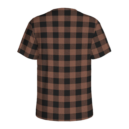 Brown And Black Buffalo Check Print Men's Sports T-Shirt