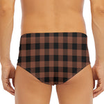Brown And Black Buffalo Check Print Men's Triangle Swim Briefs
