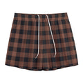 Brown And Black Buffalo Check Print Mesh Shorts