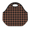Brown And Black Buffalo Check Print Neoprene Lunch Bag
