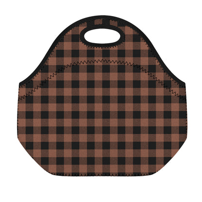 Brown And Black Buffalo Check Print Neoprene Lunch Bag