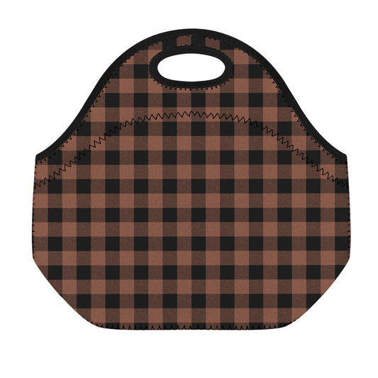 Brown And Black Buffalo Check Print Neoprene Lunch Bag