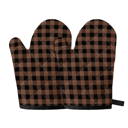 Brown And Black Buffalo Check Print Oven Mitts